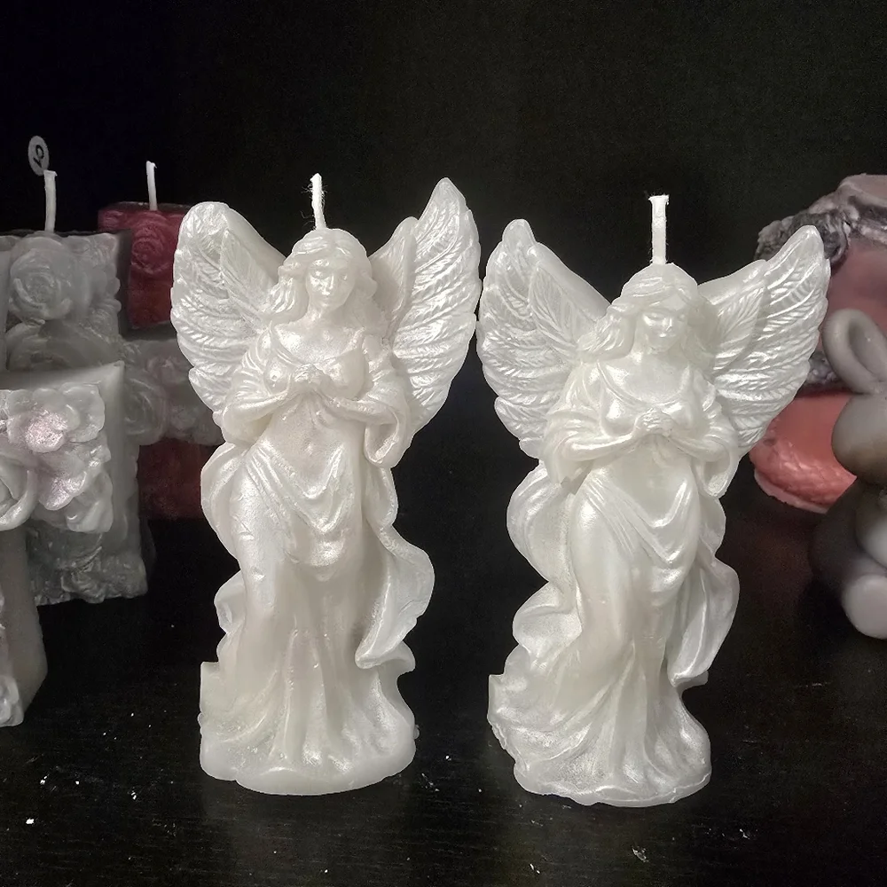 Pure Beeswax Rose Teddy Bear, Angel & Cross Candles Valentine's Day – $15 Each - Picture 2 of 5